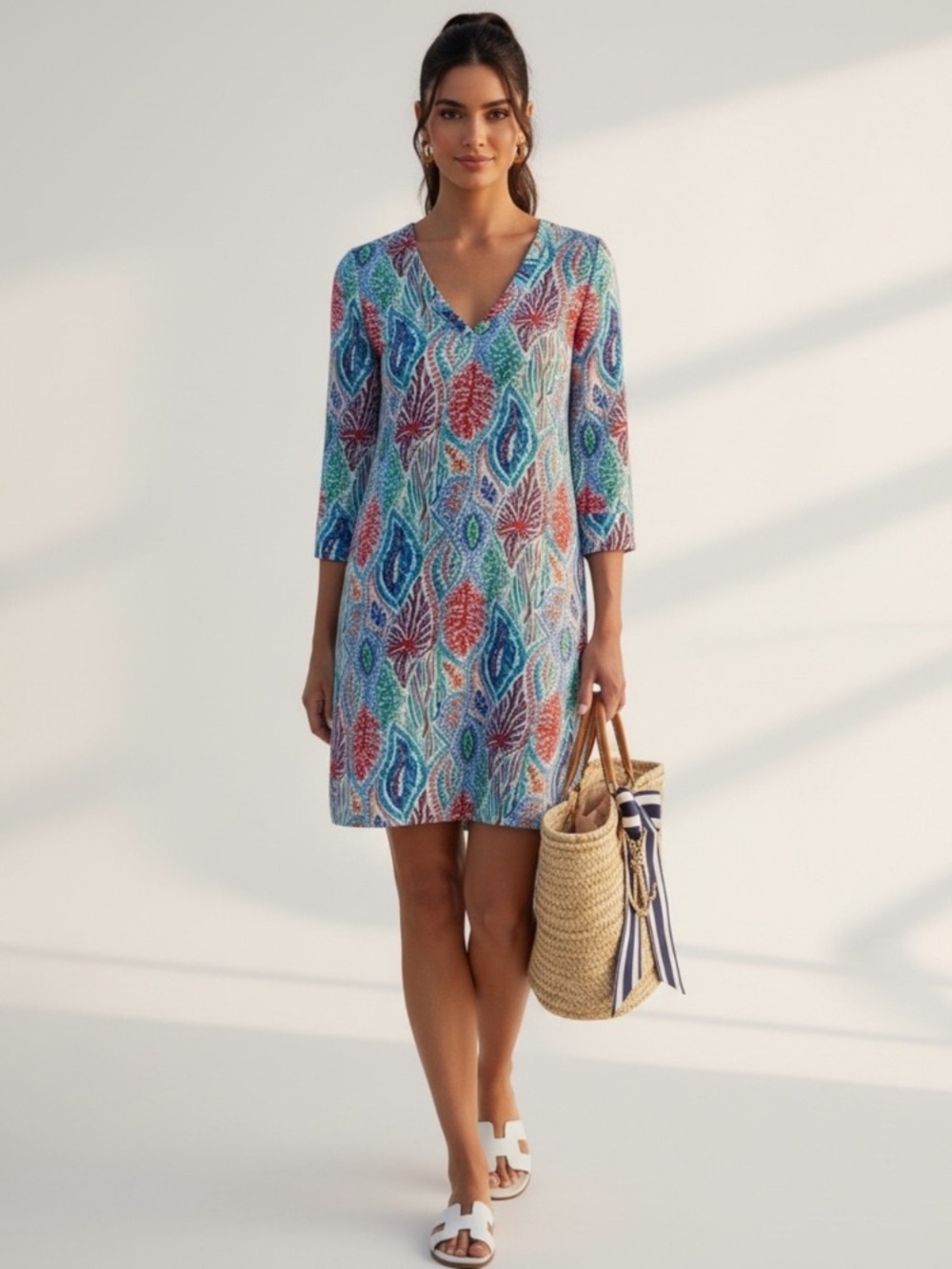 Lilly Pulitzer Erin Dress 3/4 sleeve, Sea Coral